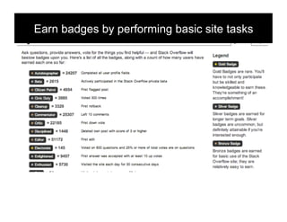 Earn badges by performing basic site tasks!
 