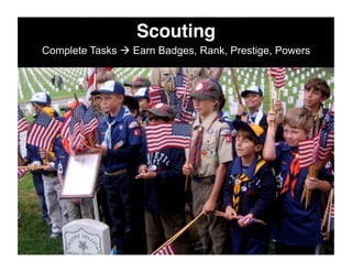 Scouting!
Complete Tasks  Earn Badges, Rank, Prestige, Powers
 
