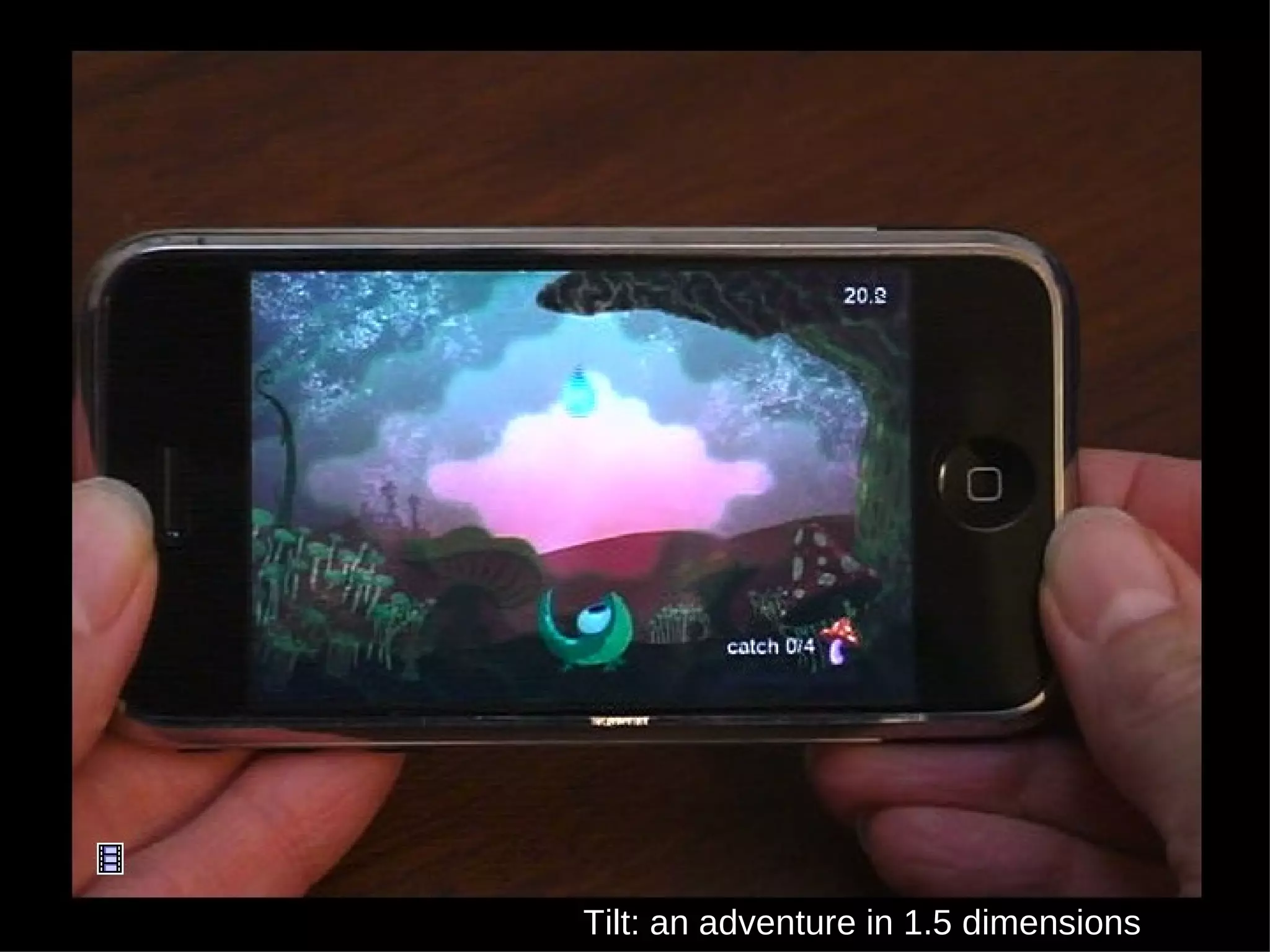 Tilt: an adventure in 1.5 dimensions 