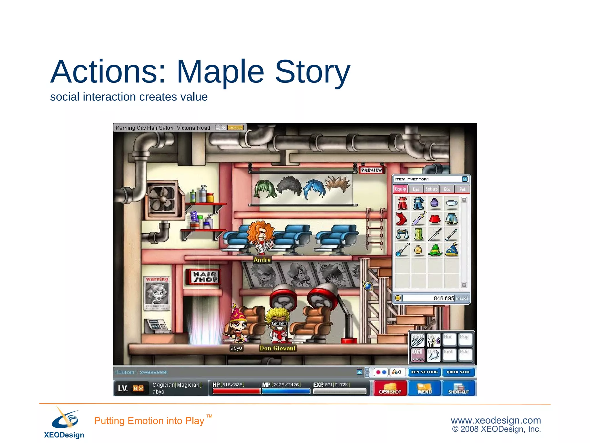 Actions: Maple Story social interaction creates value 