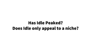 Has Idle Peaked?
Does Idle only appeal to a niche?
 