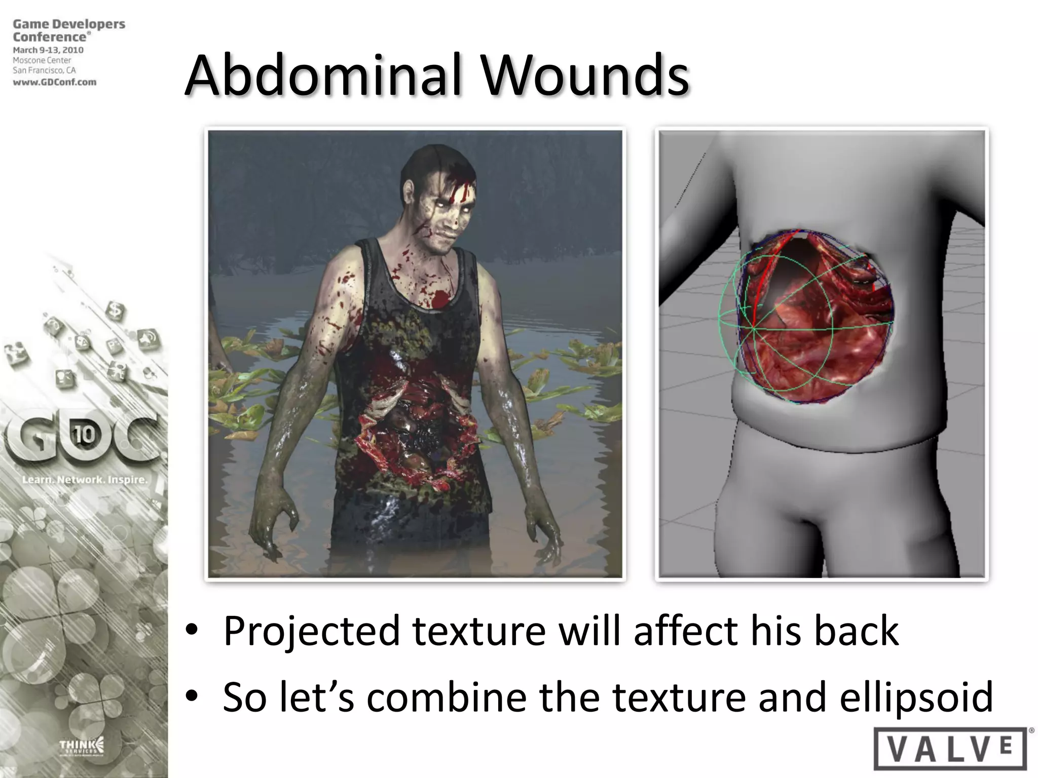 Abdominal Wounds




• Projected texture will affect his back
• So let’s combine the texture and ellipsoid
 