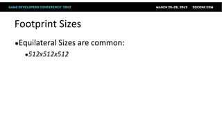 Footprint Sizes
●Equilateral Sizes are common:
  ●512x512x512
 