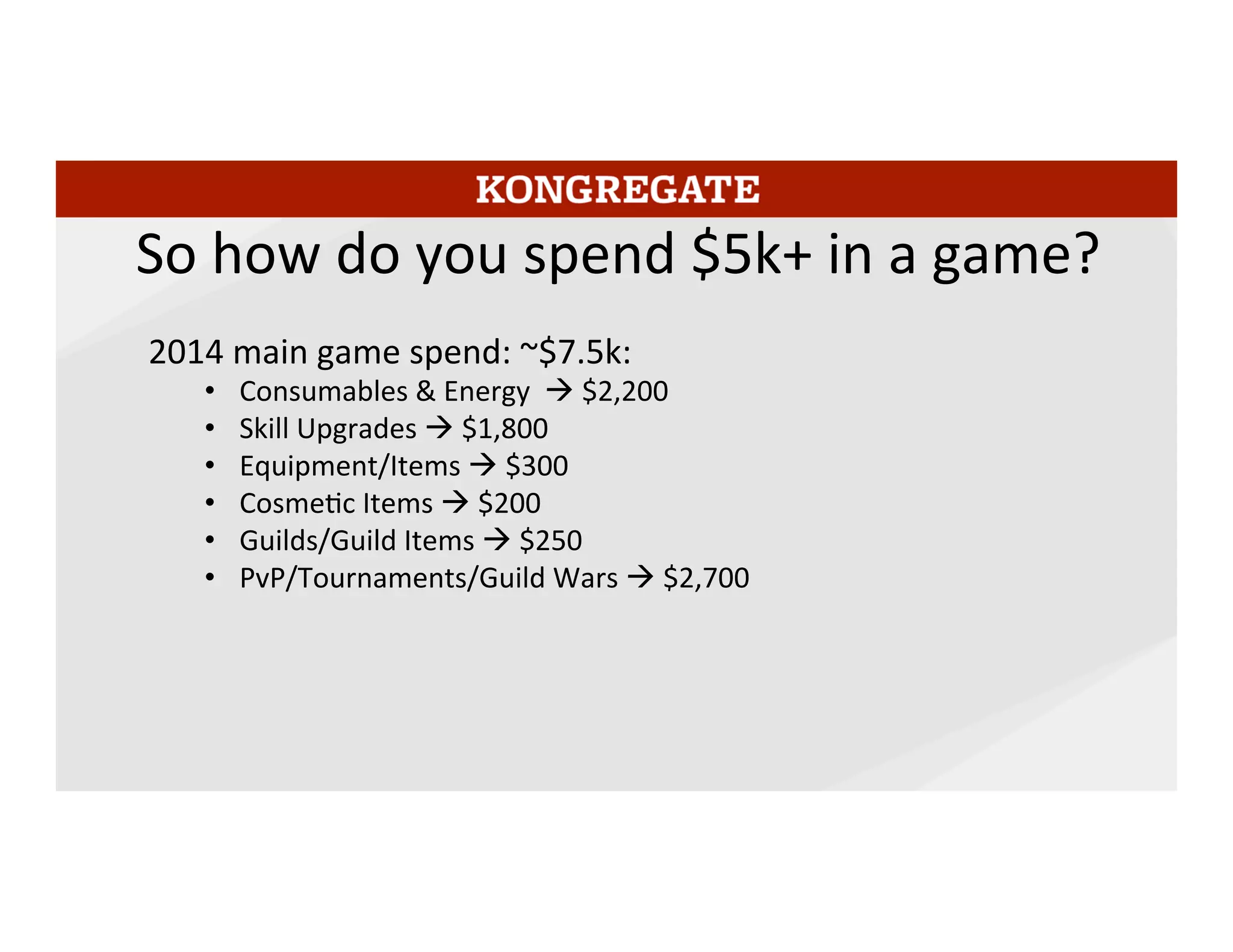 PvP	
  is	
  the	
  single	
  biggest	
  driver	
  of	
  spend,	
  cosmeMc	
  items	
  get	
  preLy	
  short	
  shrid.	
  	
  
19	
  
 