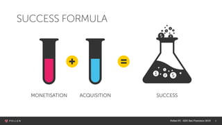 6
MONETISATION ACQUISITION SUCCESS
SUCCESS FORMULA
PollenVC - GDC San Francisco 2015
 