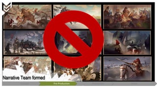 Narrative Team formed
Concept Pre-Production Production Polish
 