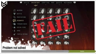 Problem not solved
Concept Pre-Production Production Polish
 