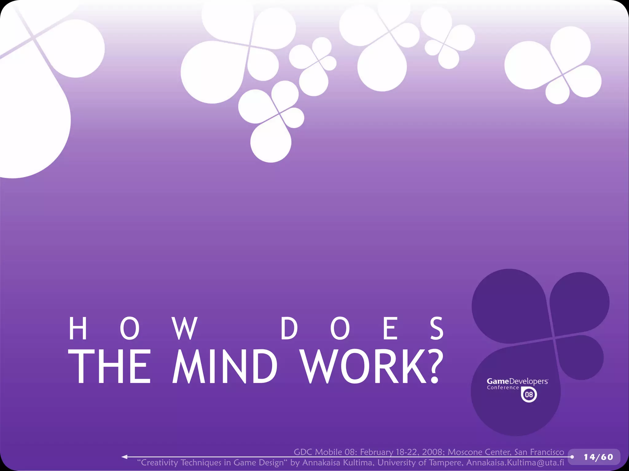 GDCMobile08: Creativity Techniques is Game Design