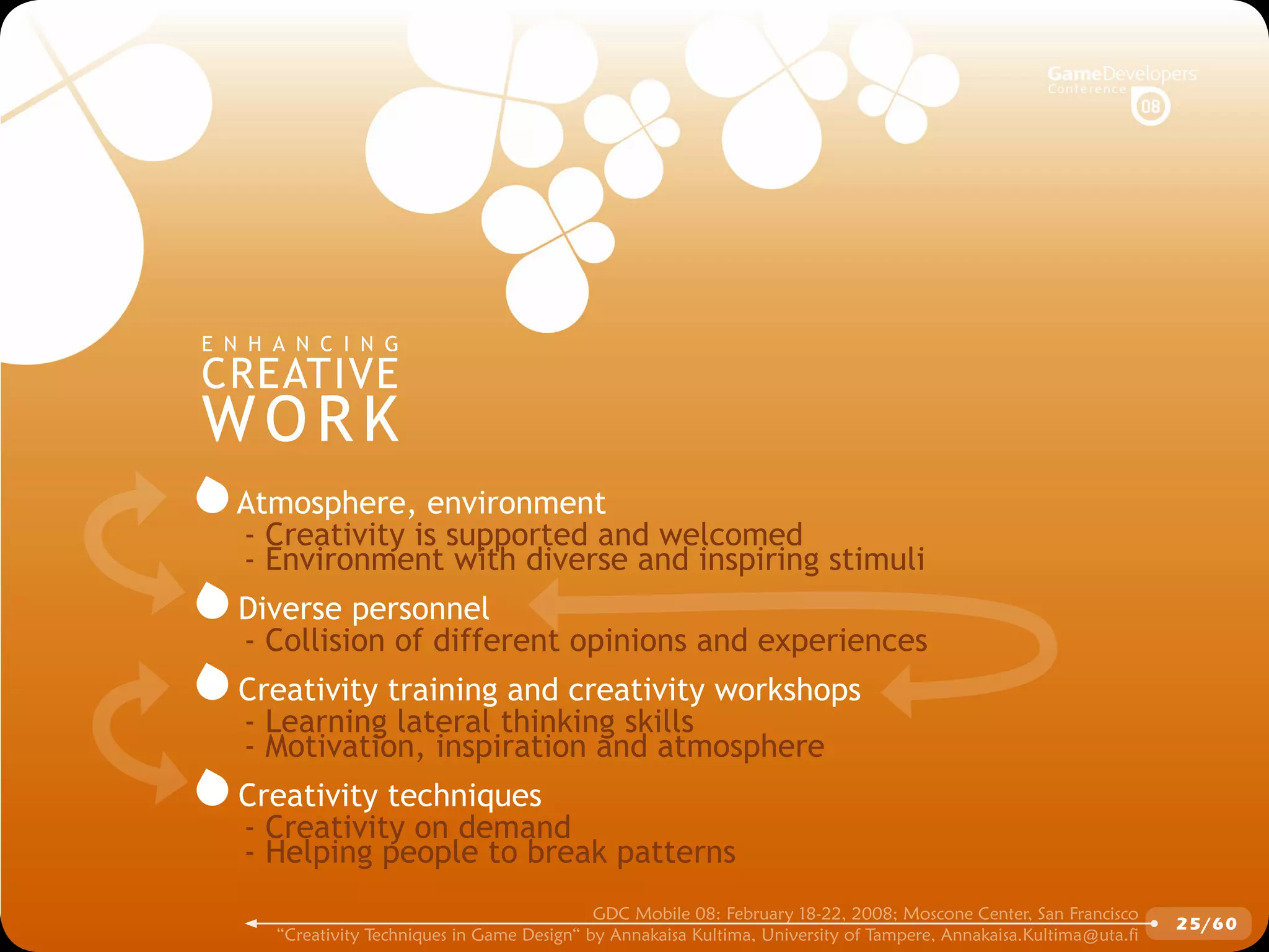 GDCMobile08: Creativity Techniques is Game Design