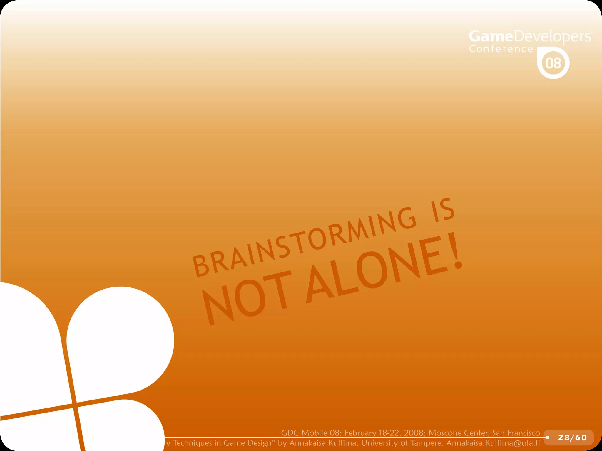 GDCMobile08: Creativity Techniques is Game Design