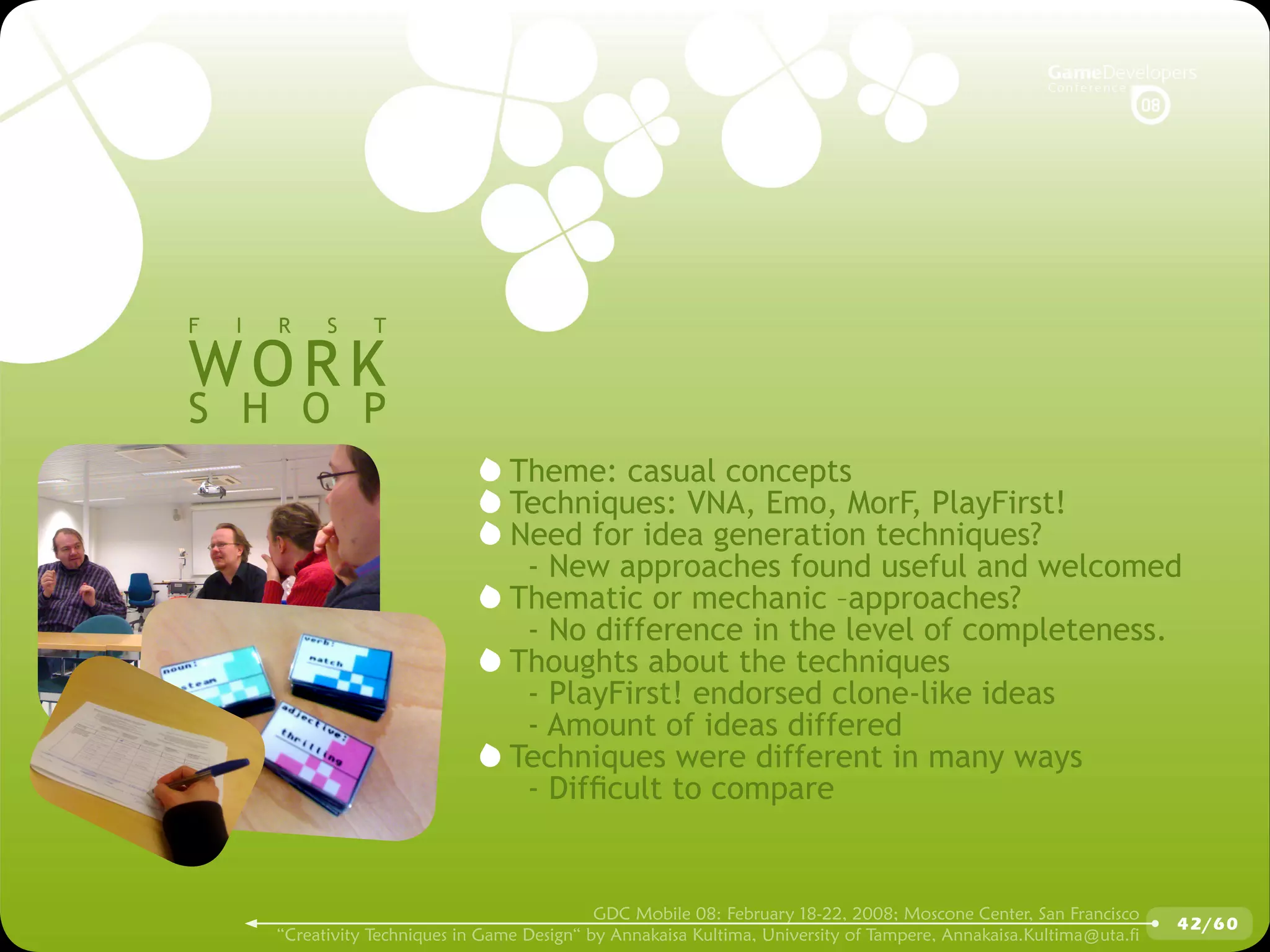 GDCMobile08: Creativity Techniques is Game Design