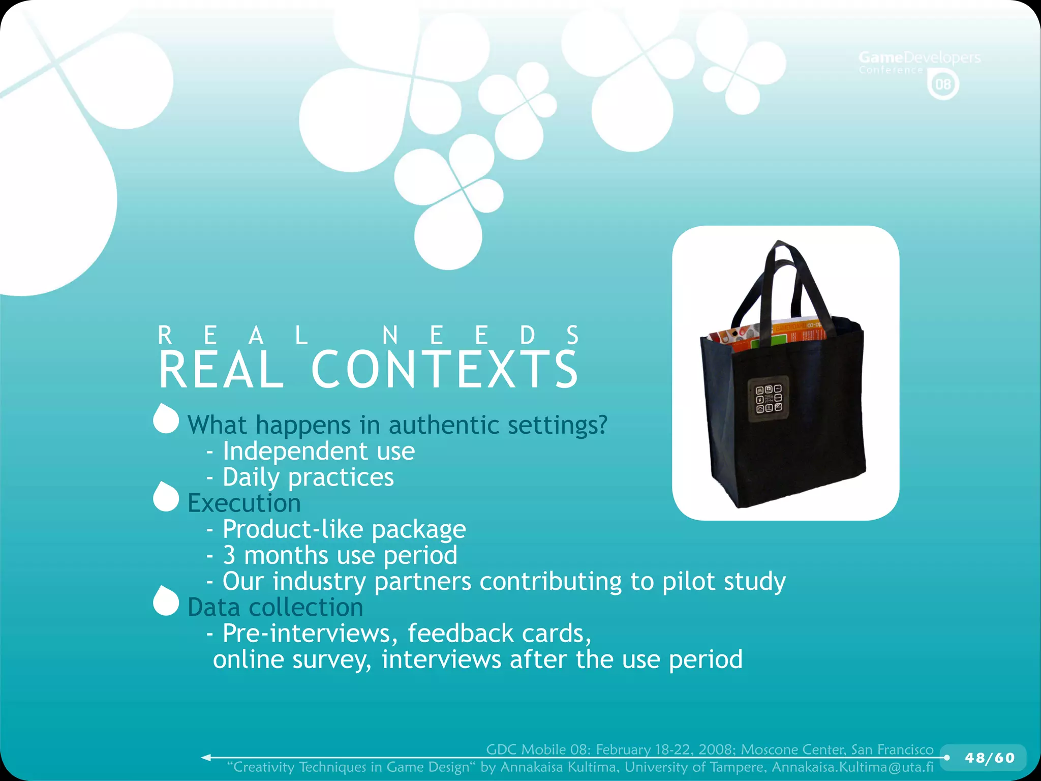 GDCMobile08: Creativity Techniques is Game Design