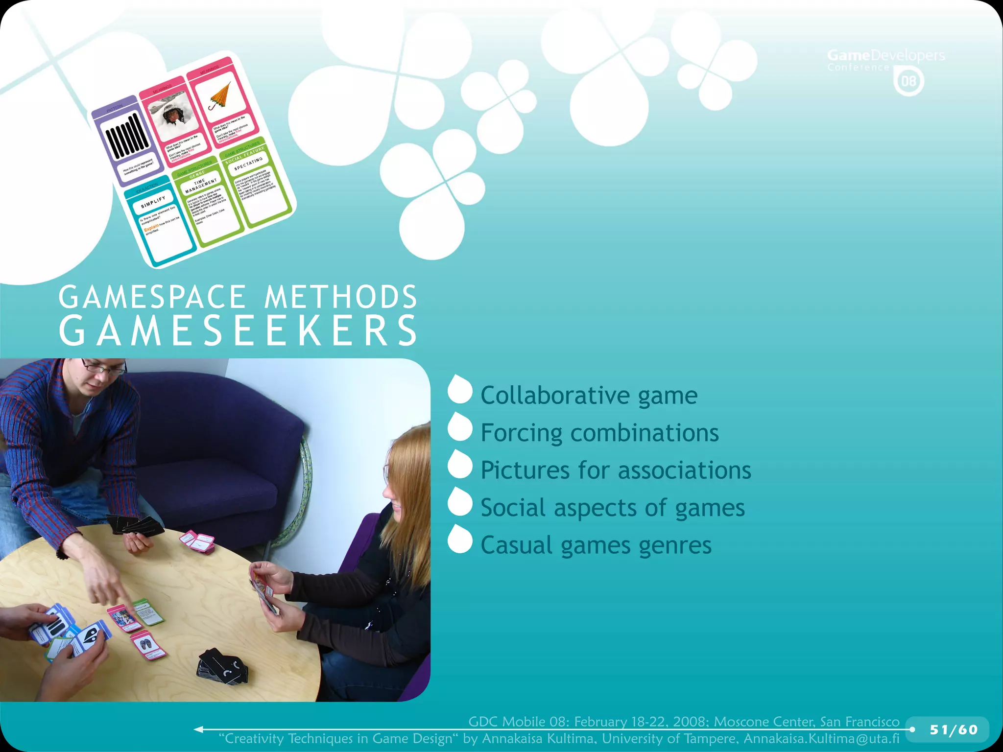 GDCMobile08: Creativity Techniques is Game Design