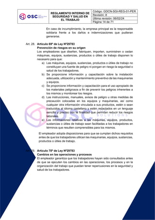 GDCN-SGI-REG-01-PER Reglamento Interno de Seguridad y Salud en el ...