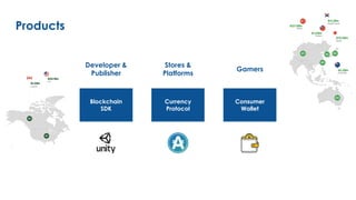 Products
Currency
Protocol
Consumer
Wallet
Blockchain
SDK
Stores &
Platforms
Gamers
Developer &
Publisher
 