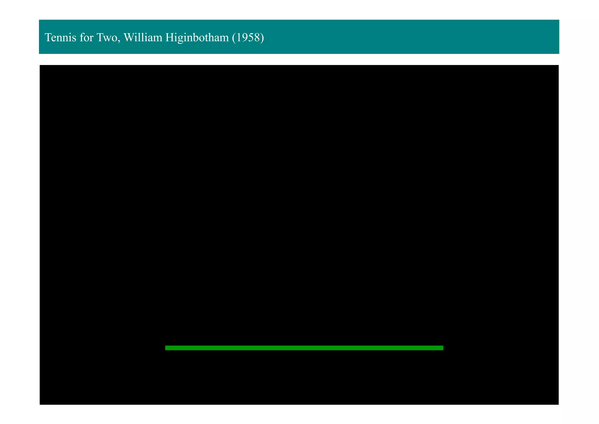 Tennis for Two, William Higinbotham (1958)
 