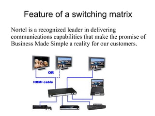 Feature of a switching matrix
Nortel is a recognized leader in delivering
communications capabilities that make the promise of
Business Made Simple a reality for our customers.
 