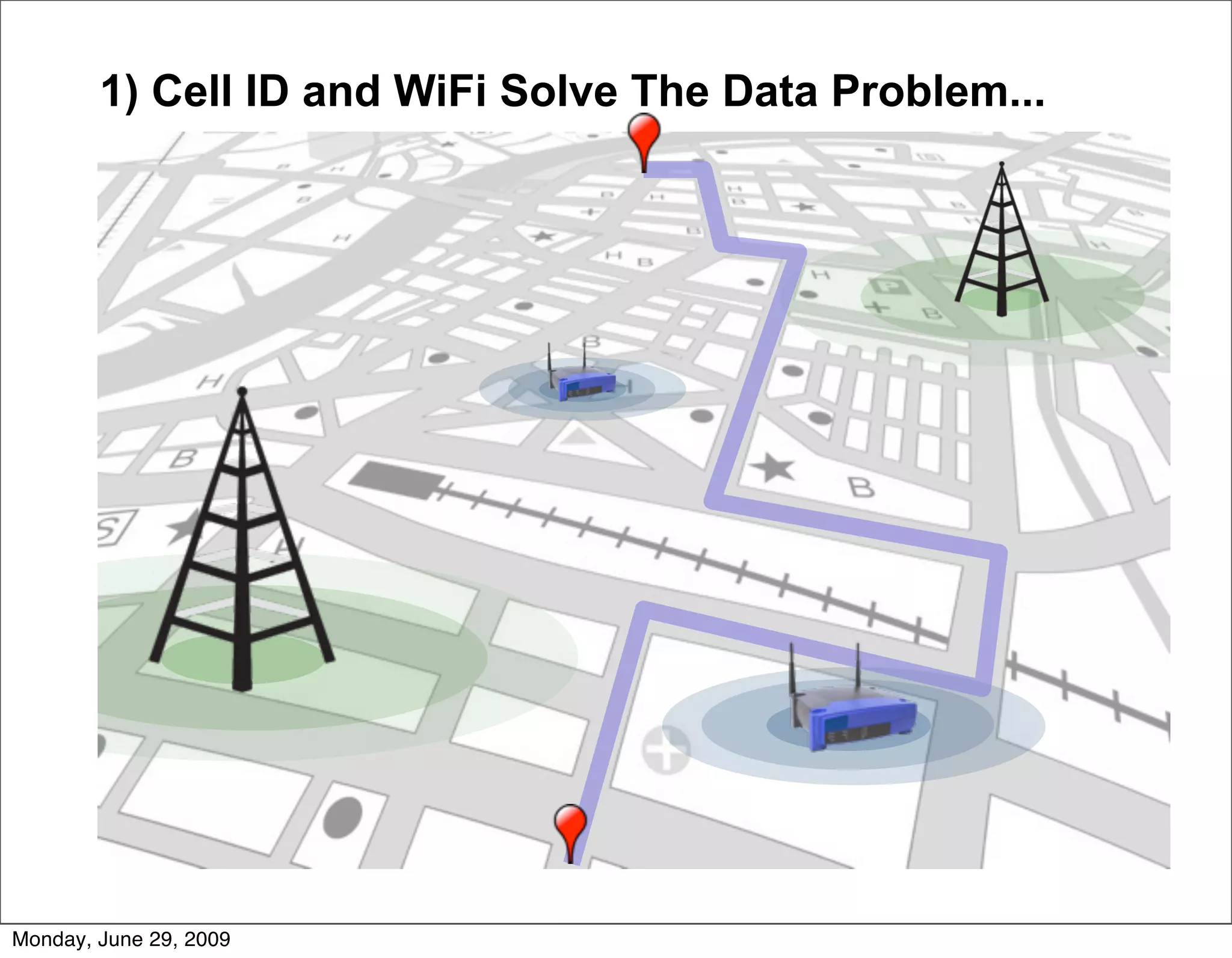 1) Cell ID and WiFi Solve The Data Problem...




Monday, June 29, 2009
 