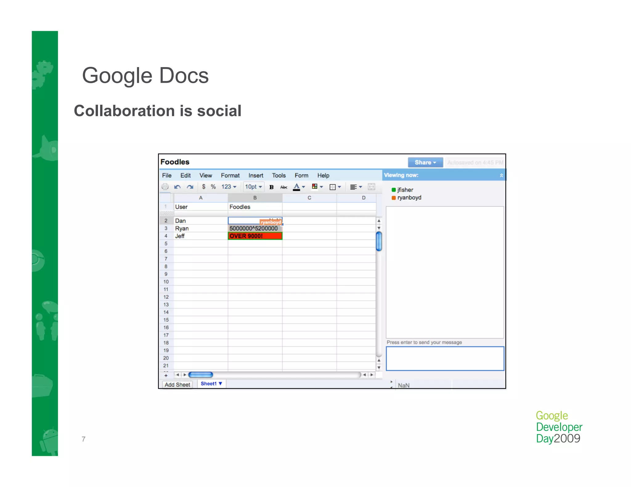 Google Docs
Collaboration is social




 7
 