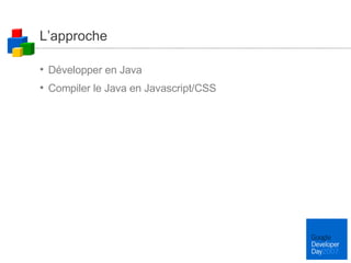 L’approche Développer en Java Compiler le Java en Javascript/CSS 
