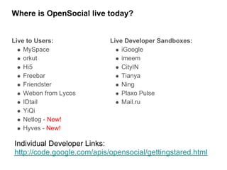 Goodle Developer Days Munich 2008 - Open Social Update