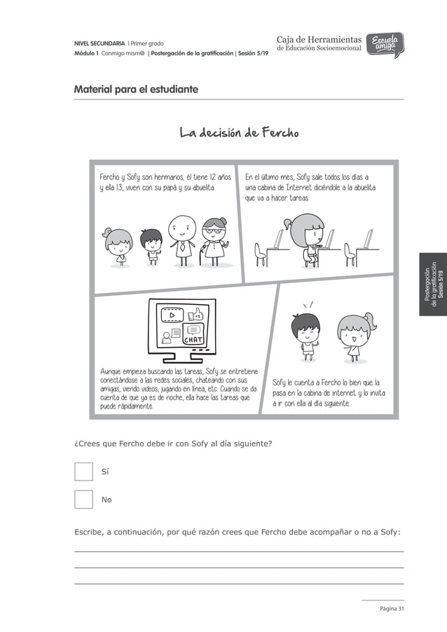 Sesiones de tutoría primer grado de secundaria