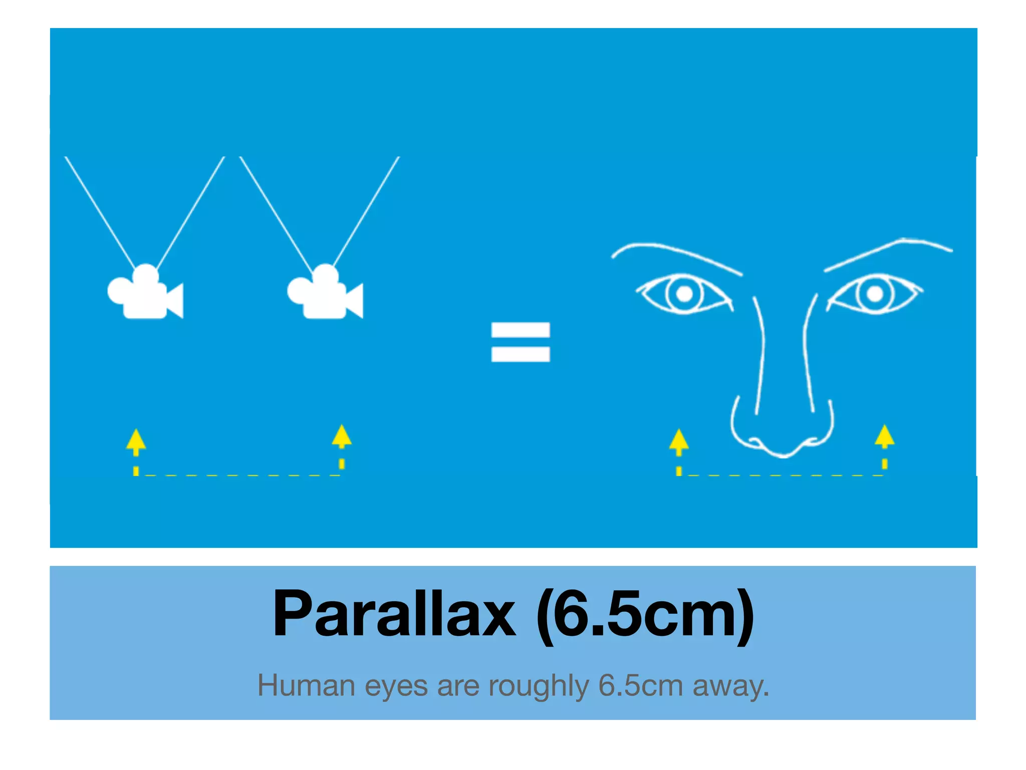 Parallax (6.5cm)
Human eyes are roughly 6.5cm away.
 