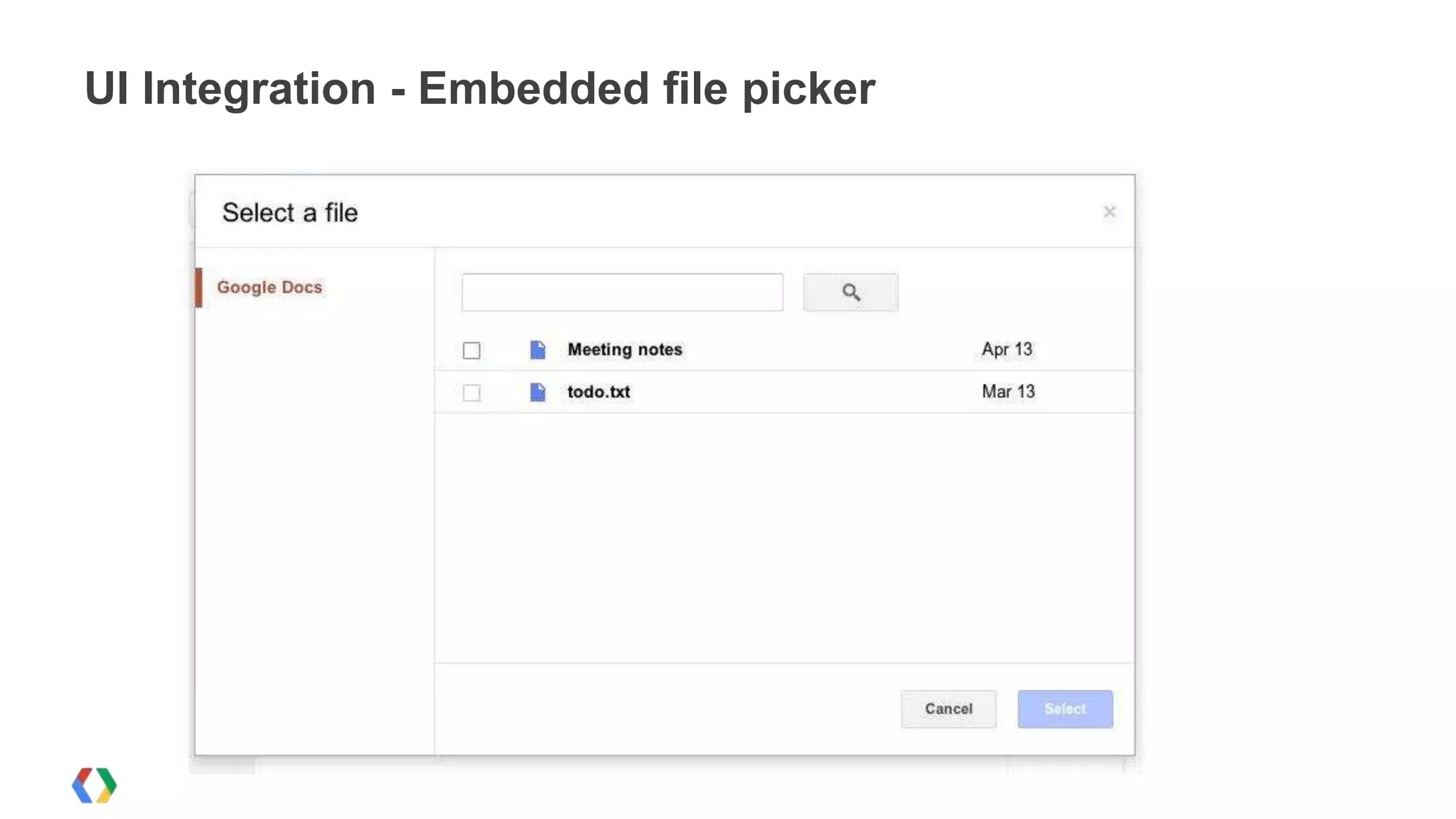 UI Integration - Embedded file picker

 