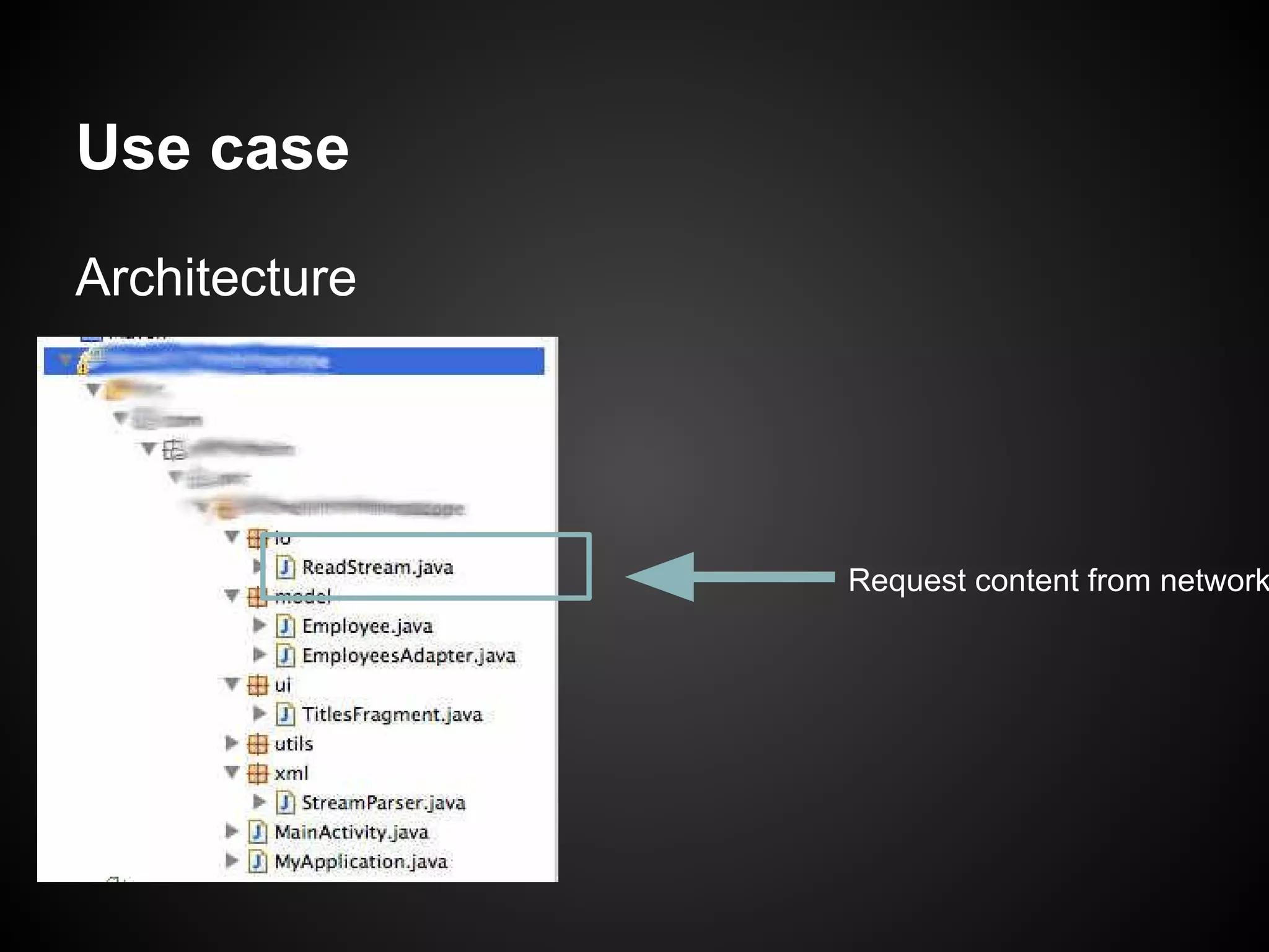 Use case
Architecture

Request content from network

 