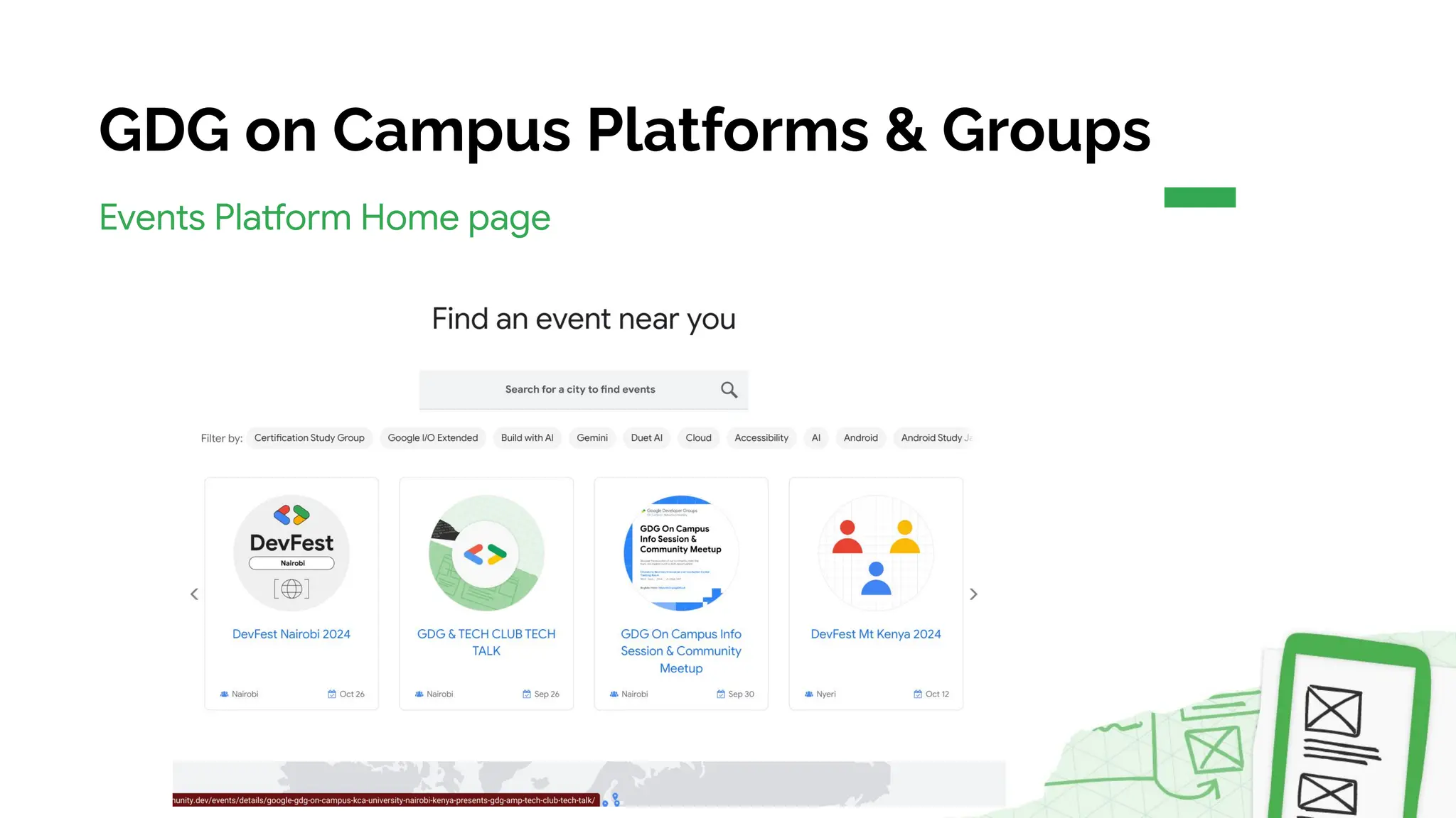 GDG on Campus Platforms & Groups
Events Platform Home page
 