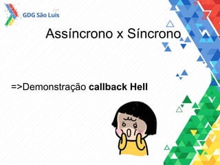 Assíncrono x Síncrono
=>Demonstração callback Hell
 