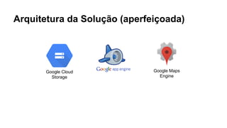 Arquitetura da Solução (aperfeiçoada) 
Google Cloud 
Storage 
Google Maps 
Engine 
 