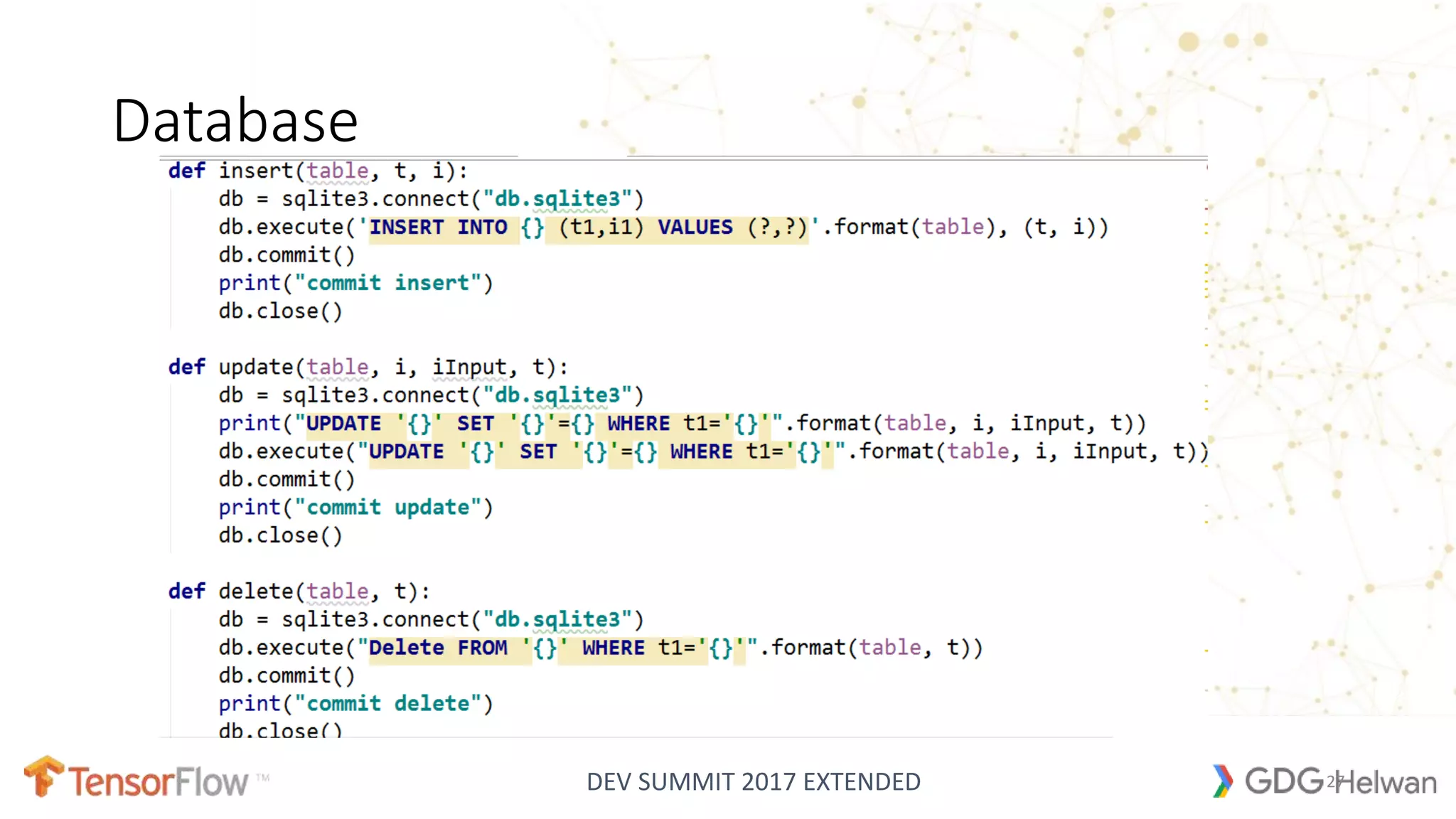 DEV SUMMIT 2017 EXTENDED
Database
27
 