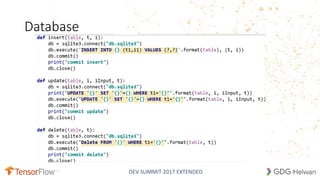 DEV SUMMIT 2017 EXTENDED
Database
27
 