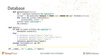 DEV SUMMIT 2017 EXTENDED
Database
28
 