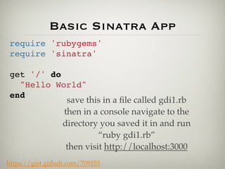 GDI Ruby Class 3: Sinatra