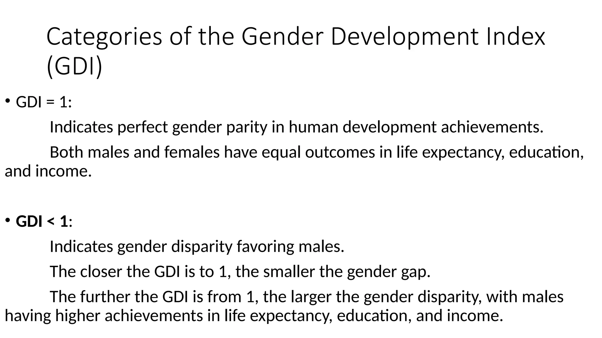 Gender Development Index (GDI): Measures, Categories | PPTX | Debated ...