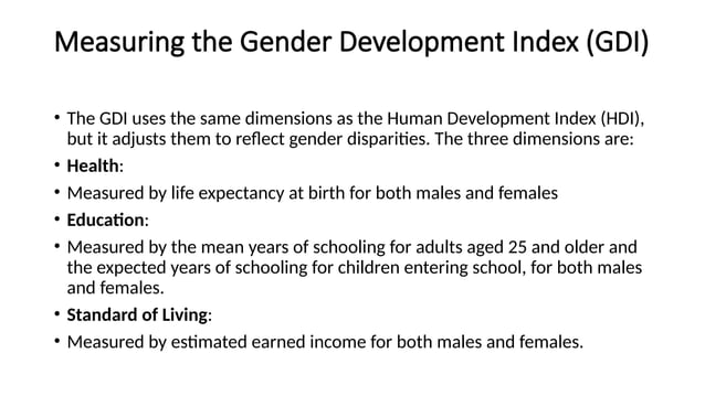 Gender Development Index (GDI): Measures, Categories | PPTX | Debated ...