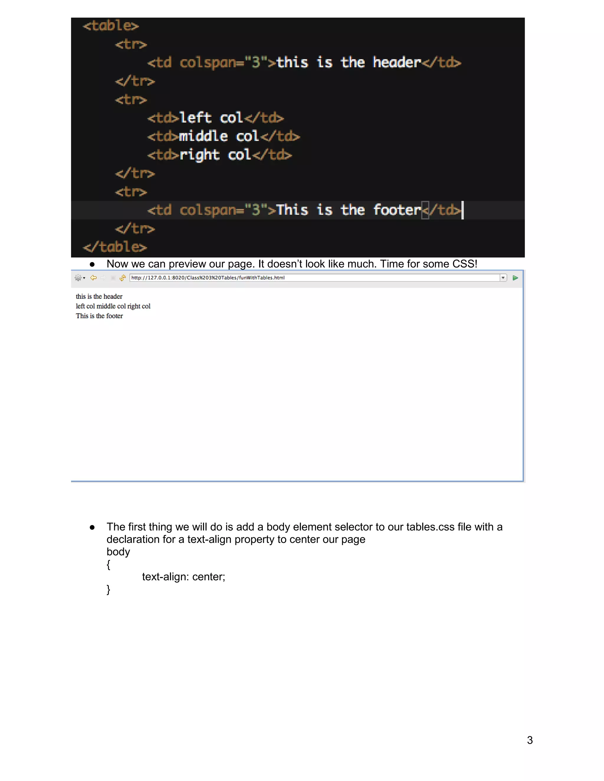 Class 3 Intro to HTML/ CSS Gdi cincinnati create a table layout with ...