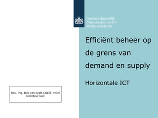 Efficiënt beheer op de grens van demand en supply Horizontale ICT Drs. Ing. Bob van Graft CGEIT, MCM Directeur GDI 