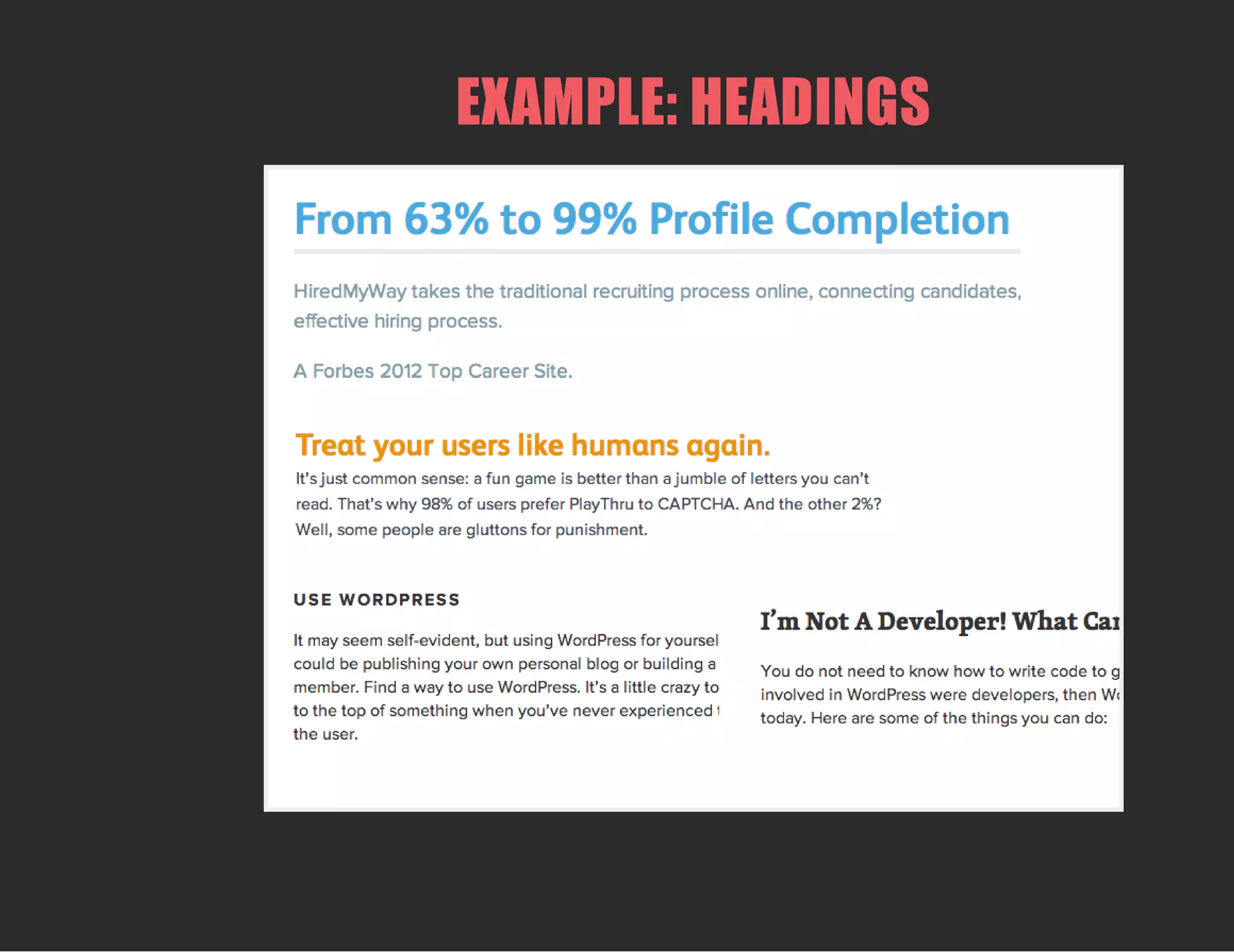 EXAMPLE: HEADINGS
 