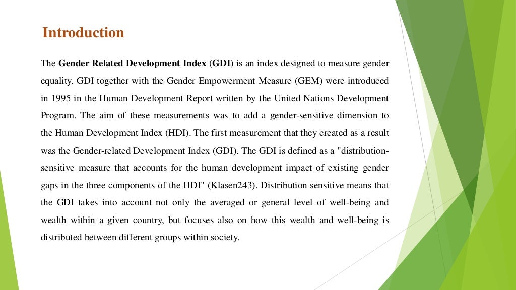 Gender related Development Index (GDI)