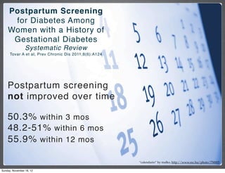 Postpartum Gestational Diabetes: Opportunities for Screening for Type 2 ...