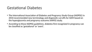 Management of gestational diabetes mellitus in pregnancy | PPTX
