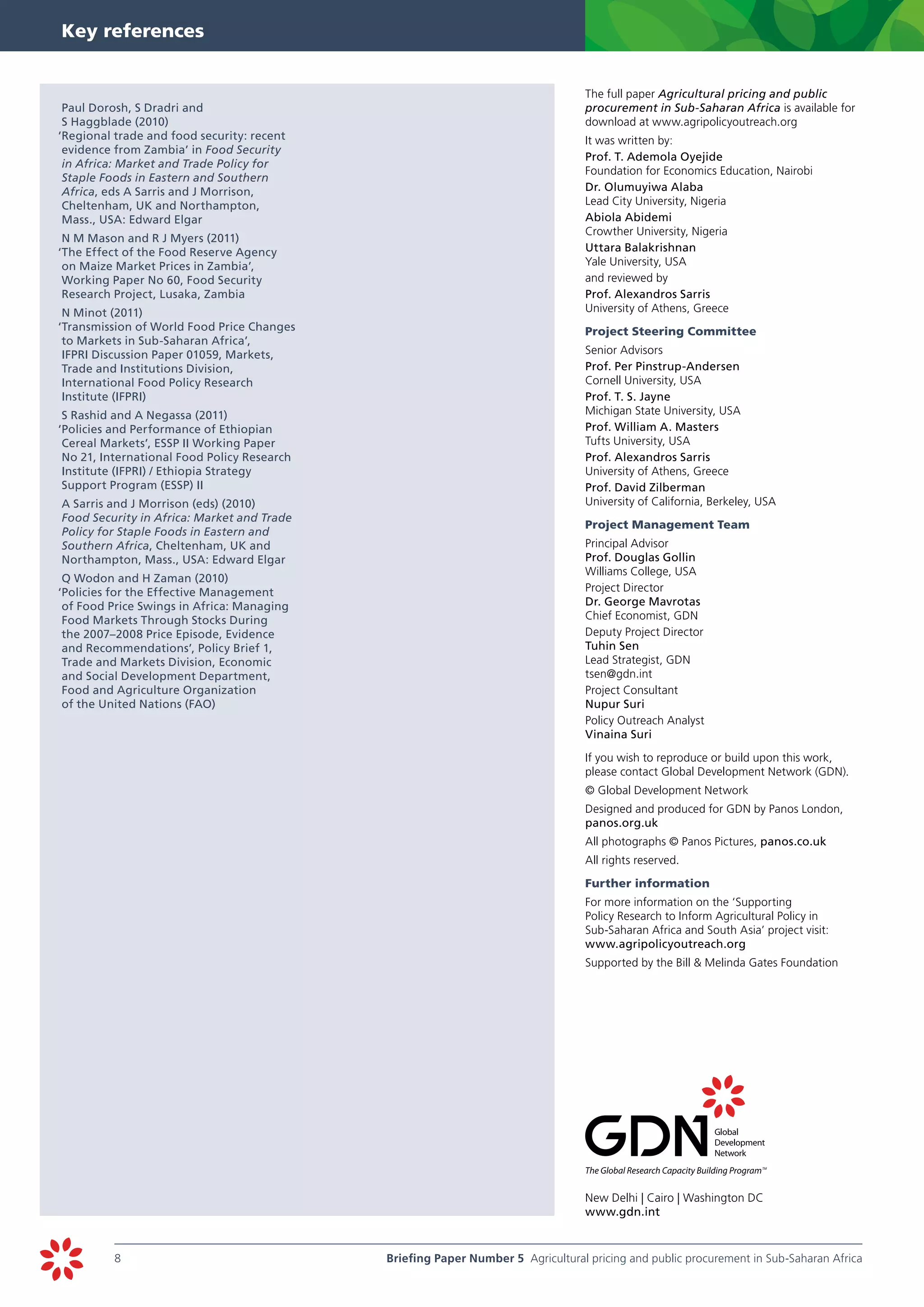 Agricultural pricing and public procurement in Sub-Saharan Africa | PDF