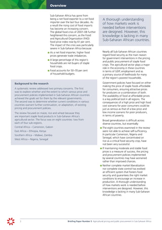 Agricultural pricing and public procurement in Sub-Saharan Africa | PDF