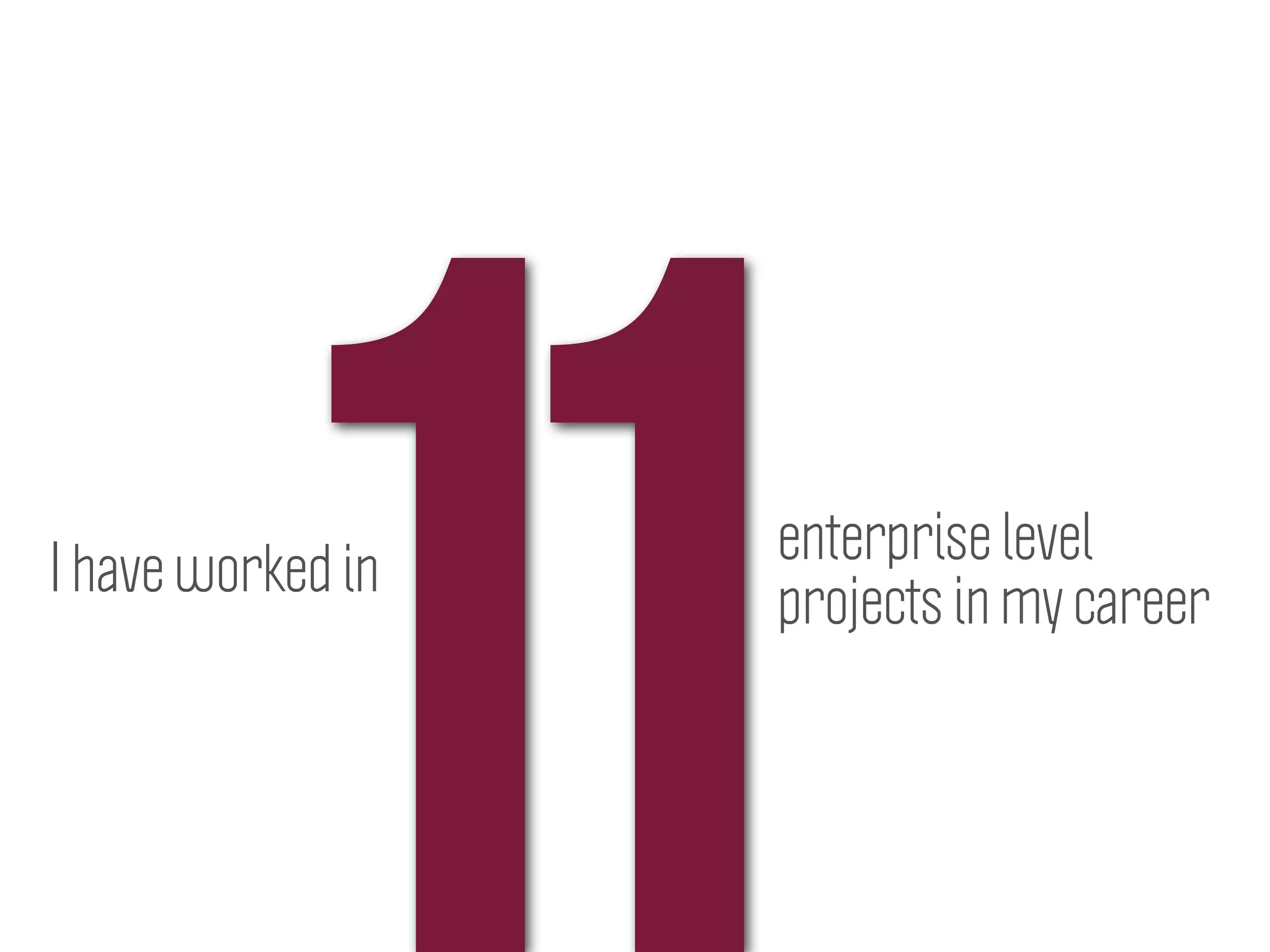 11I have worked in
enterprise level
projects in my career
 