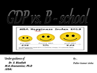 Under guidance of guidance
of, Dr. S. Bisaliah
M.A (Economics), Ph.D
(USA)
By ,
Pallav kumar sinha
 