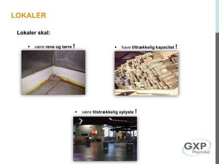 Lokaler skal:
 være rene og tørre !  have tiltrækkelig kapacitet !
 være tilstrækkelig oplyste !
LOKALER
 