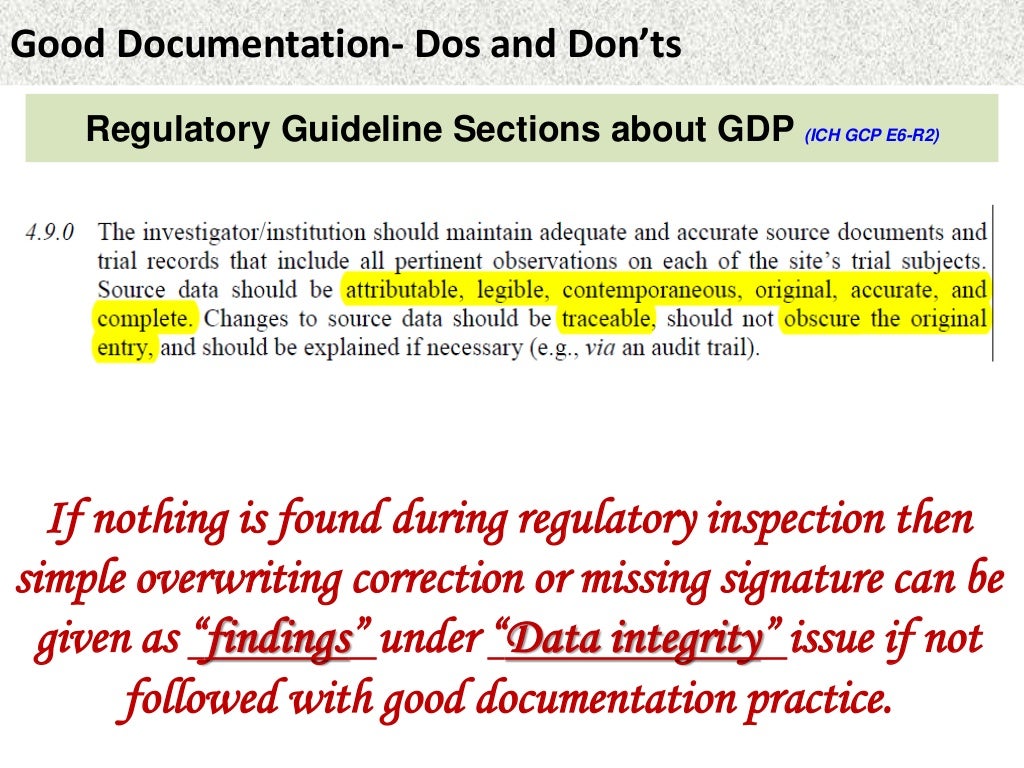 Good Documentation Practices Do's and Don'ts (GCP)